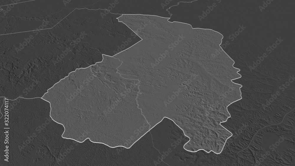 Haut-Ogooué, province with its capital, zoomed and extruded on the bilevel map of Gabon in the conformal Stereographic projection. Animation 3D Haut-Ogooué, province with its capital, zoomed and extruded on the bilevel map of Gabon in the conformal Stereographic projection. Animation 3D