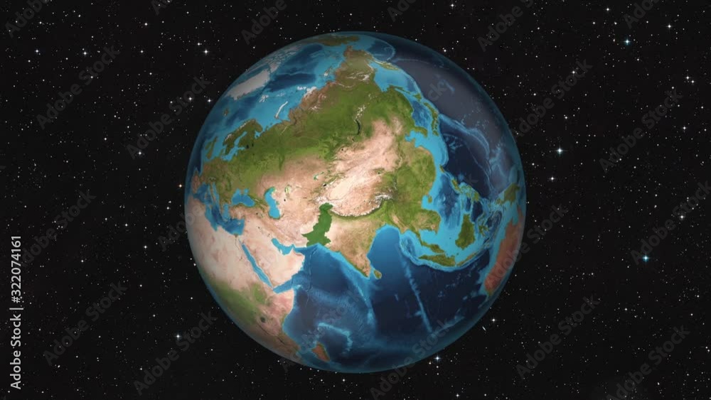 Earth Globe Rotating In Space, Zoom Into Planet Earth. Earth Globe Rotating In Space, Zoom Into Planet Earth.