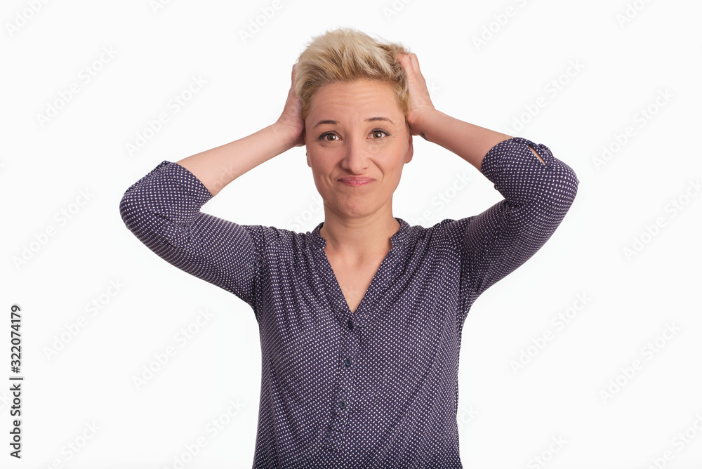 Portrait of business woman with a problem. isolated Portrait of business woman with a problem. isolated