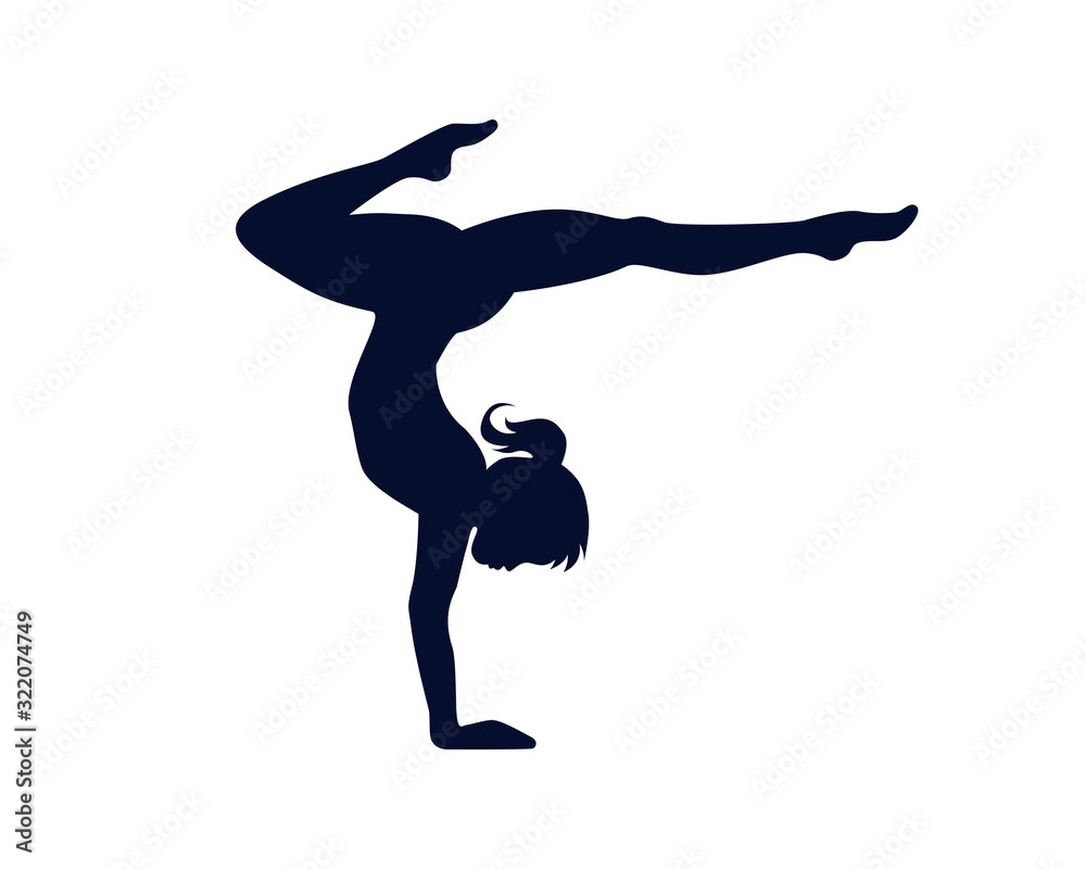 Abstract Silhouette Of Girl Practice Gymnastics Vector Illustration Stock  Vector