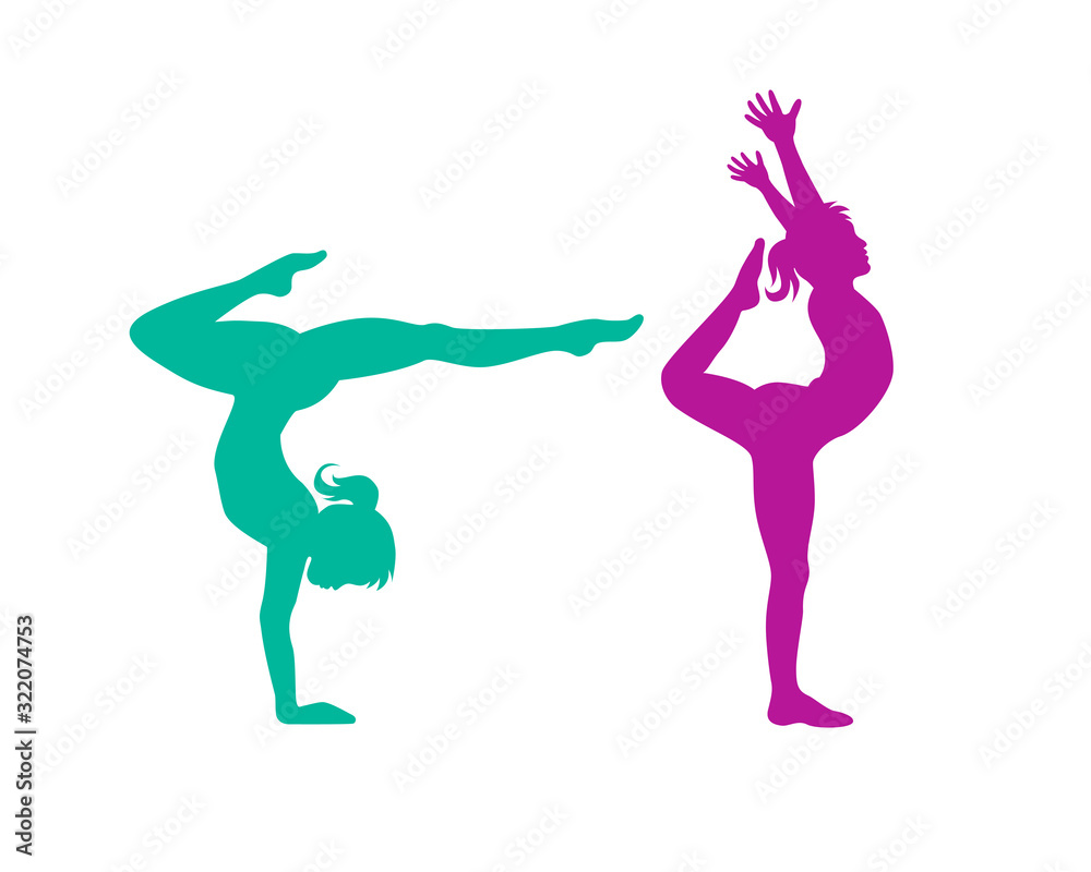 Abstract Silhouette Of Girl Practice Gymnastics Vector Illustration Abstract Silhouette Of Girl Practice Gymnastics Vector Illustration