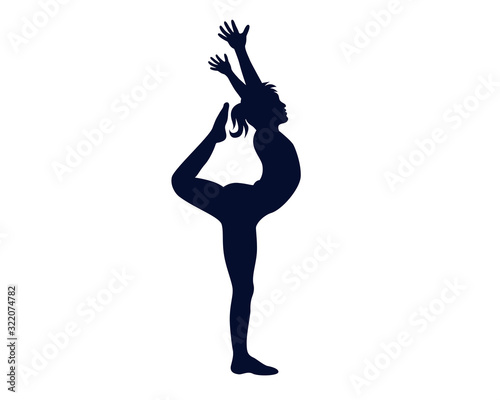 Abstract Silhouette Of Girl Practice Gymnastics Vector Illustration