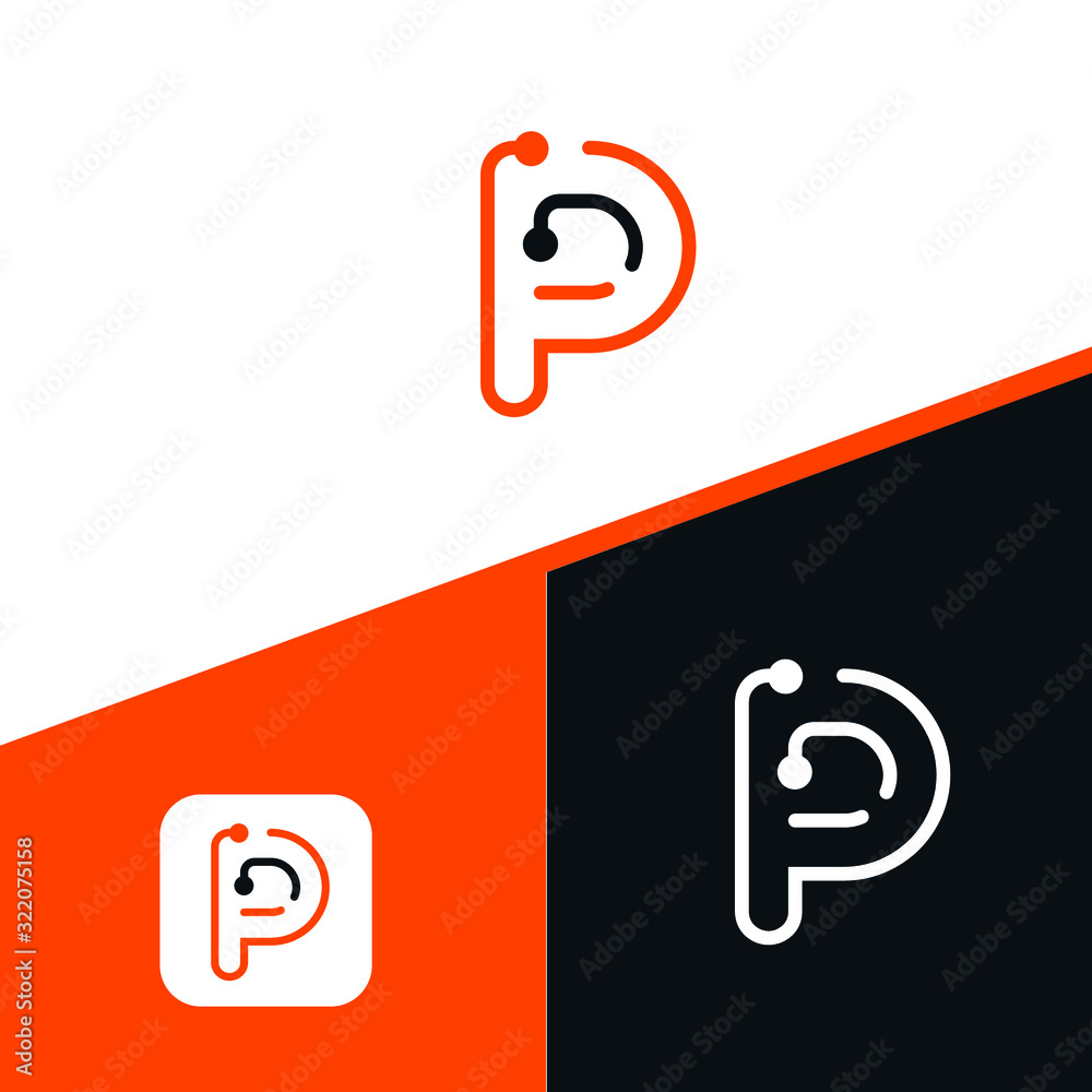 Letter P logo Design,Technology and digital dot connection logo vector ...