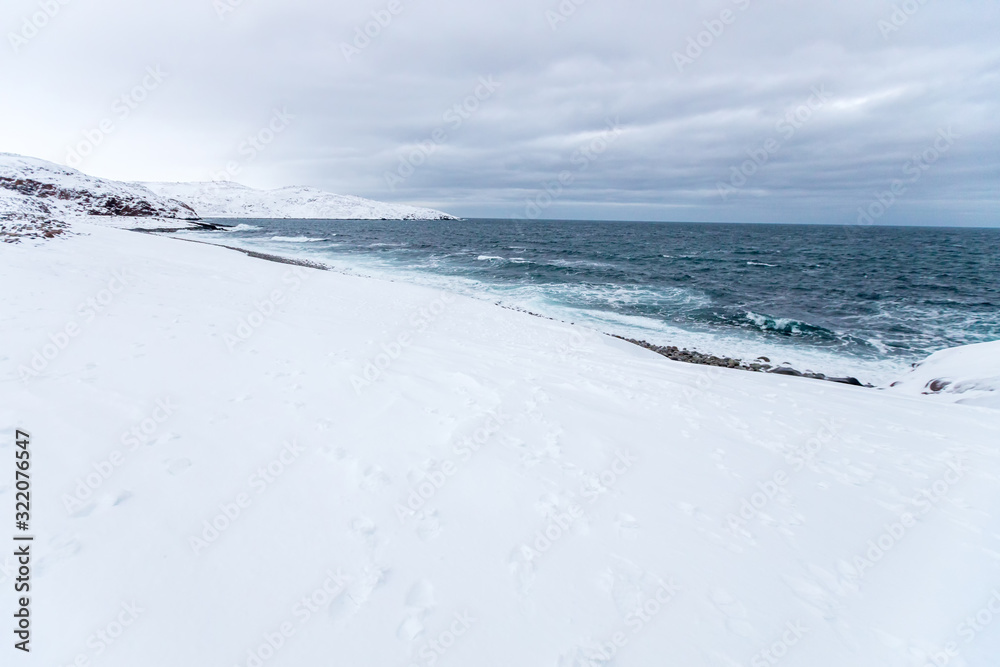 Sea on wintertime. snow on the beach. Sea on wintertime. snow on the beach.