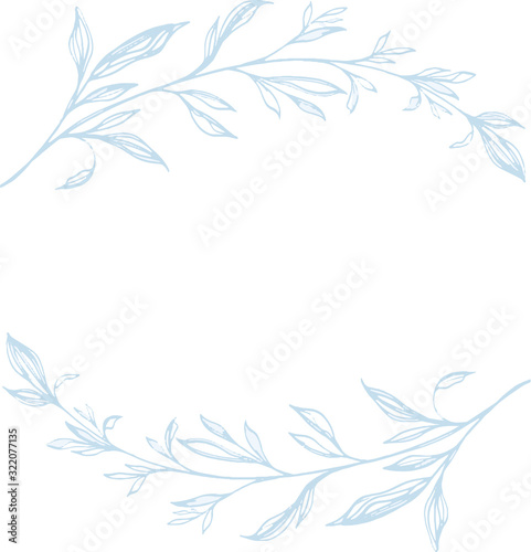 Blue leaf greenery crest line drawing