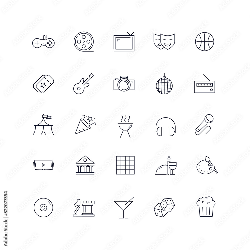 Line icons set. Entertainment pack. Vector batch Line icons set. Entertainment pack. Vector batch