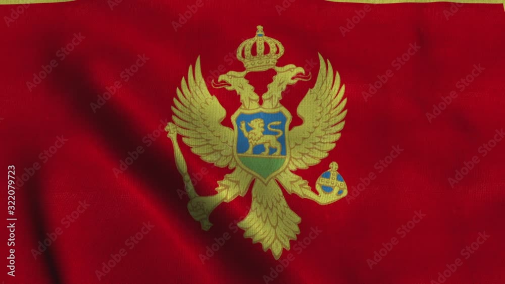 Montenegro flag waving in the wind. National flag Montenegro Montenegro flag waving in the wind. National flag Montenegro