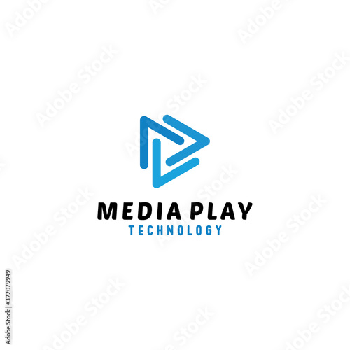 Free Download Media technology logo design vector template with line Concept style. digital icon for application, label, identity, development, internet, element, network, recording, mobile, Company And Business. - GFXLoad