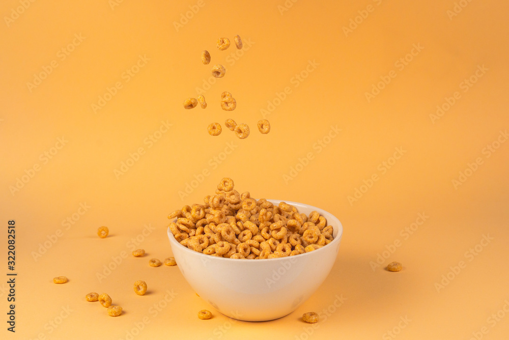 Honey rings cereal box for morning breakfast. Honey rings cereal box for morning breakfast.