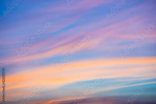 Beautiful sunset golden time and twilight sky landscape background. Concept for dramatic scene and fresh air in nature environment. © nateejindakum