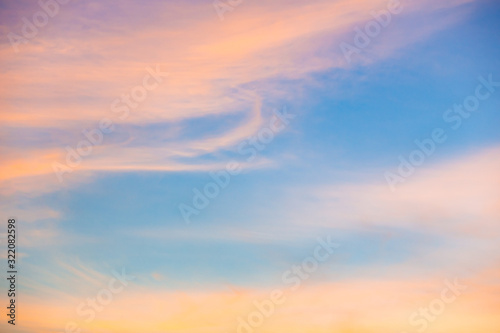 Beautiful sunset golden time and twilight sky landscape background. Concept for dramatic scene and fresh air in nature environment.