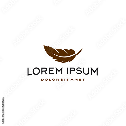 Feather quill pen logo , classic stationery illustration, writter ,author classic icon logo brand