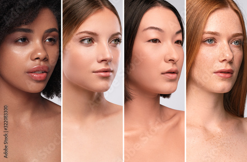 Diverse young ladies with different skin colors