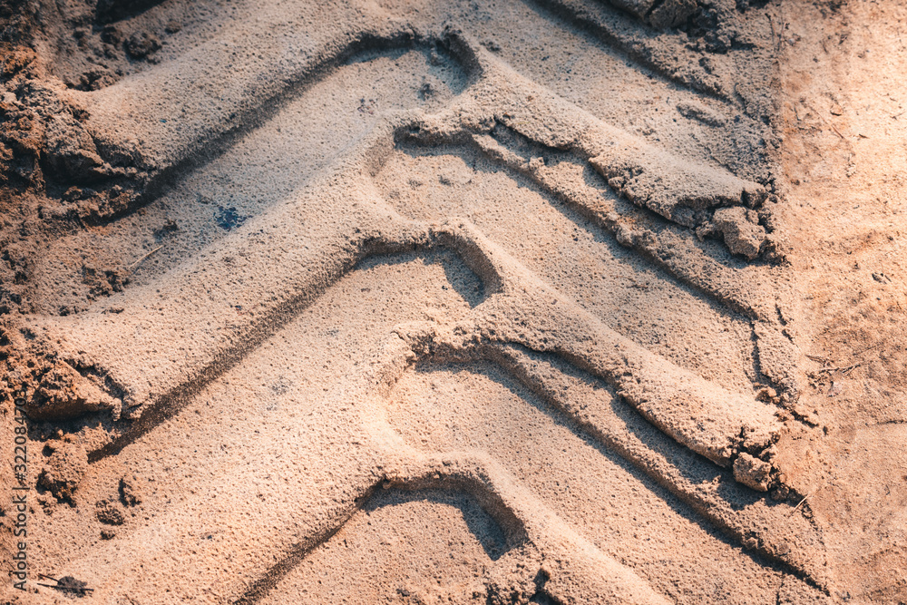 Deep tracks from the wheels of large truck on the sand in forest area. Deep tracks from the wheels of large truck on the sand in forest area.