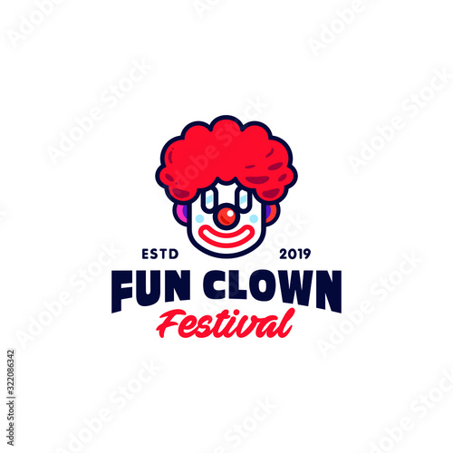 modern clown funny face logo sticker cartoon vector icon illustration