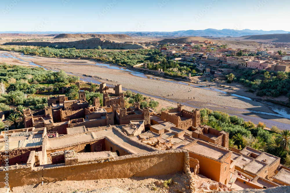 Panoramic view of clay town Ait Ben Haddou, Morocco