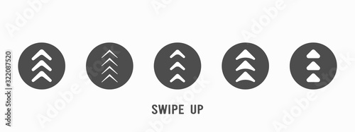 Set swipe up arrows icon. Group arrows directed upwards. Scroll or swipe up