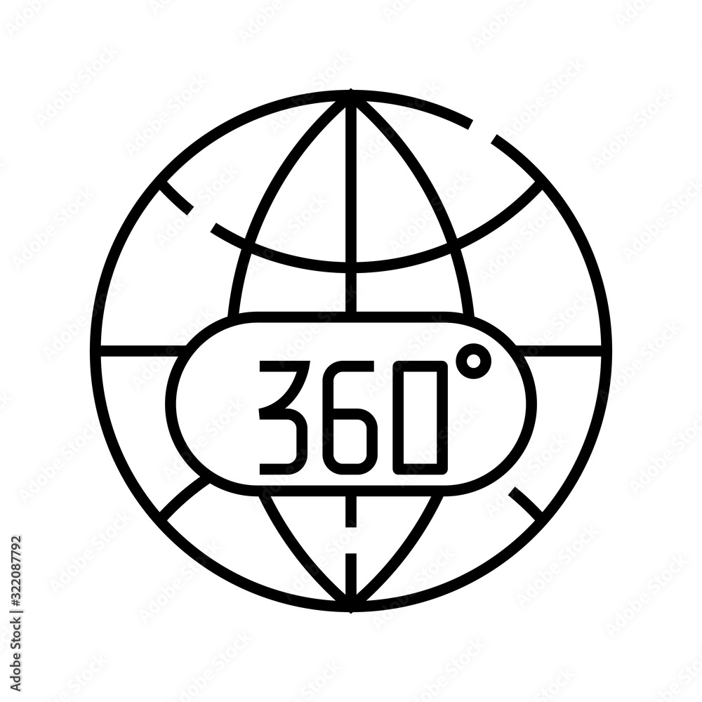 360 view line icon. 360 view concept outline vector, symbol, sign, linear illustration. 360 view line icon. 360 view concept outline vector, symbol, sign, linear illustration.