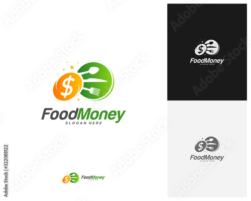 Creative Food Money logo design vector. Restaurant, food court, cafe logo template. Icon symbol. Illustration