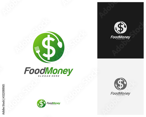 Creative Food Money logo design vector. Restaurant, food court, cafe logo template. Icon symbol. Illustration