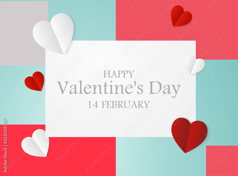 Plakat Valentine's day, banner template. red heart with lettering on background. tags poster design Vector brochure.