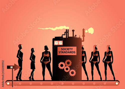 Molding machine transforming women into slim and similar shape