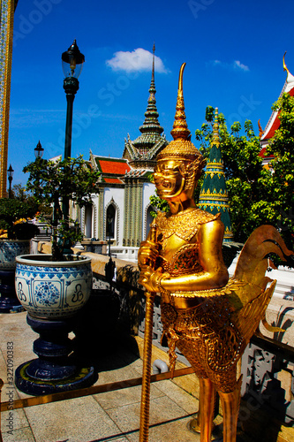 Golden Angel statue at Wat Pra Kaeo, Thailand