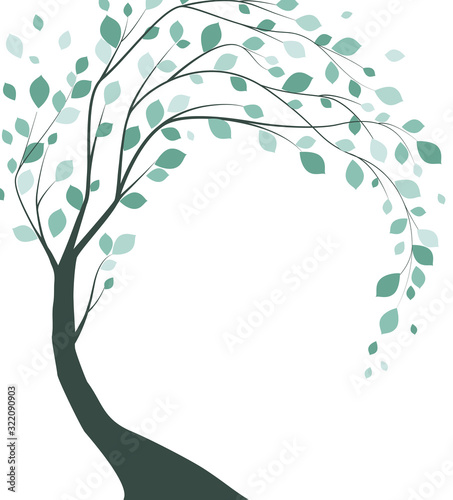 Vector illustration of a tree with leaves on a white background