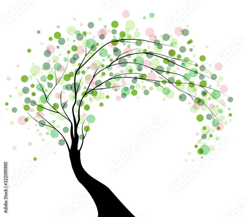 Photography Vector illustration of a tree with leaves on a white background