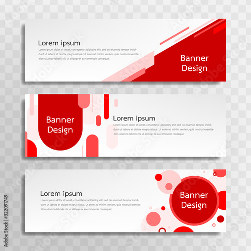 A set of red banner templates designed for the web and various headlines are available in three different designs.