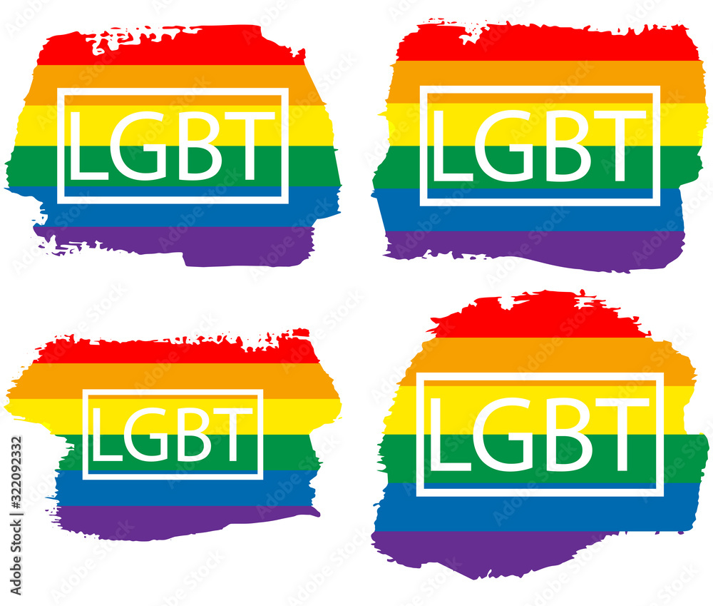 Lgbt+ gay rainbow flag set on the grunge watercolor splash. Gay and ...