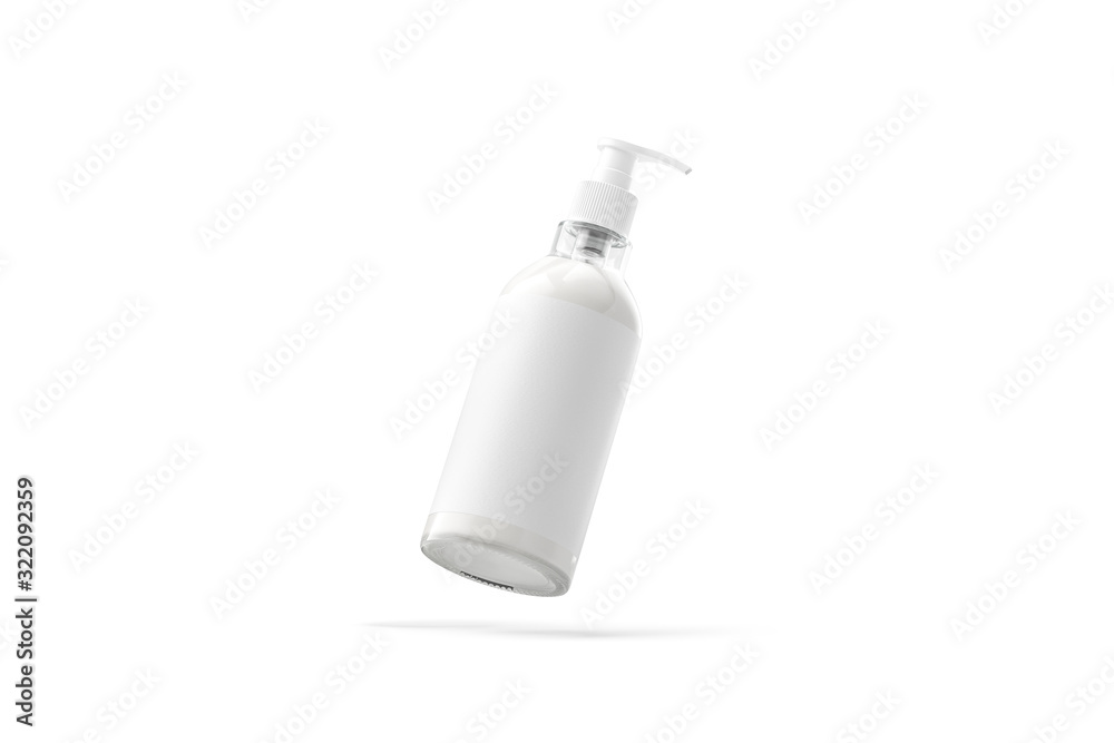 Blank glass cream bottle with white label mockup, no gravity Blank glass cream bottle with white label mockup, no gravity