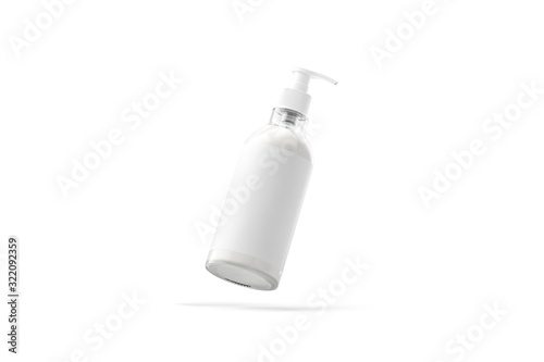 Blank glass cream bottle with white label mockup, no gravity photo