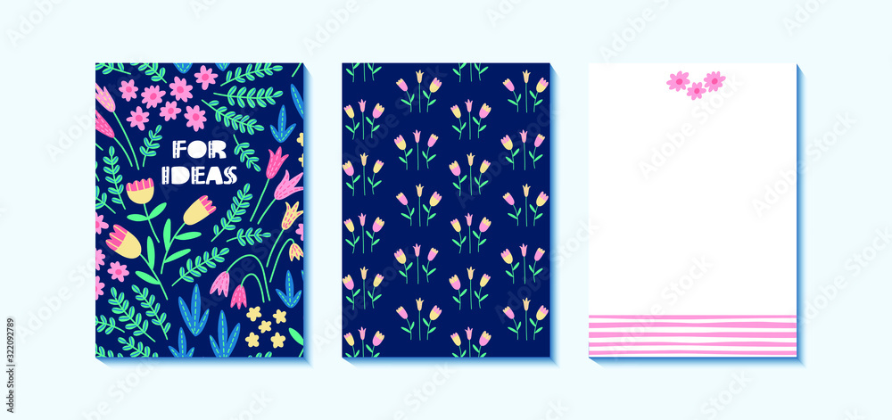 Notebook cover with spring flowers, It can be used for planner, diary, pocket journal