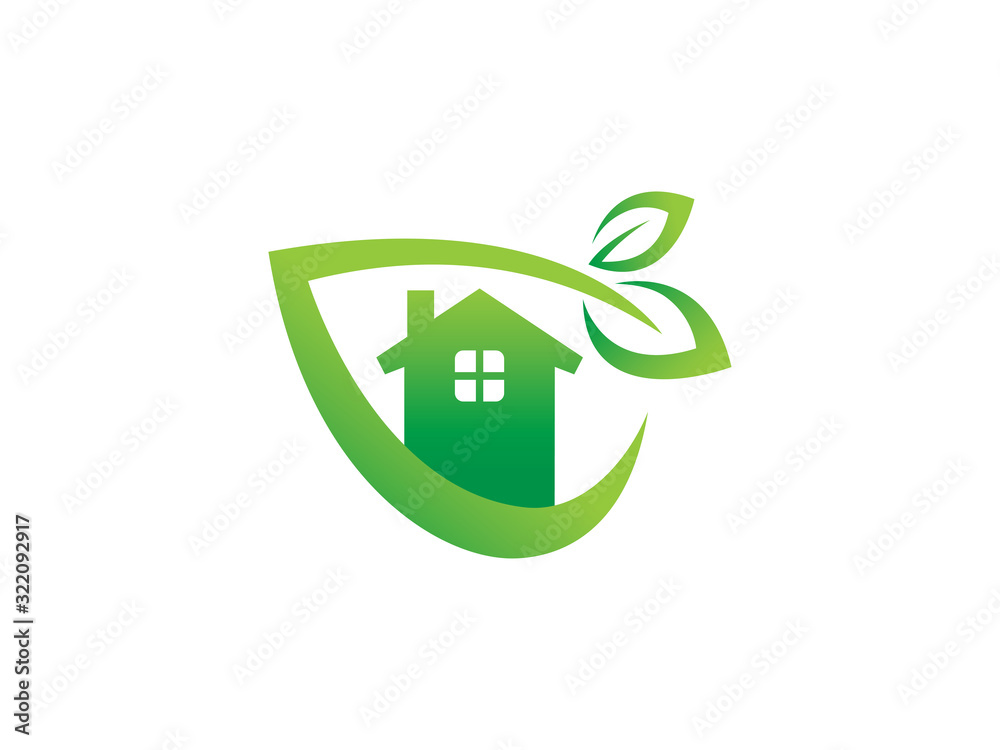 Leaf and House Logo Template Design Vector Leaf and House Logo Template Design Vector