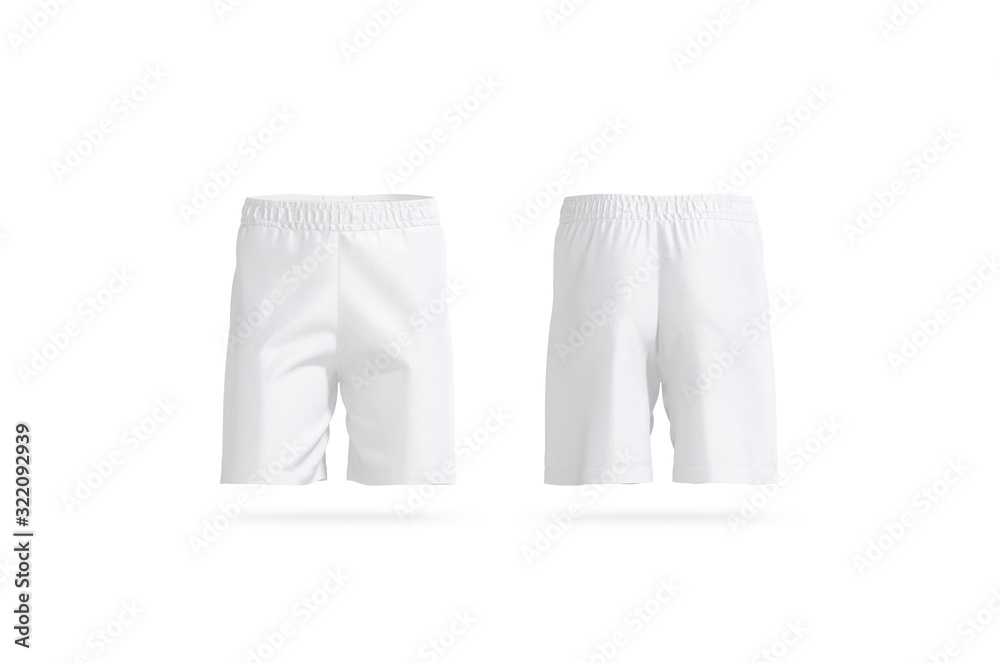 Blank white soccer shorts mockup, front and back view - obrazy, fototapety, plakaty 