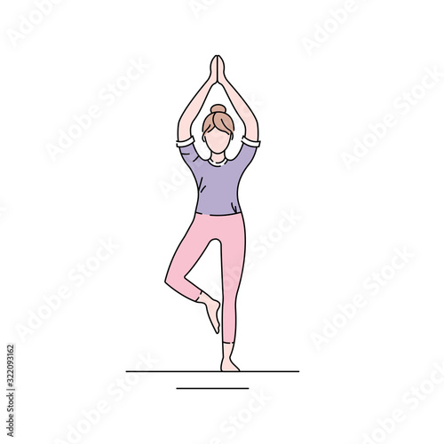 Tree Pose Vrikshasana color line icon. Balancing asana. Pictogram for web page, mobile app, promo. UI UX GUI design element. Editable stroke.