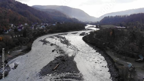 Wallpaper Mural Aerial view of mountains, rivers, forests, Photo made by drone from above, Bird eye view Torontodigital.ca