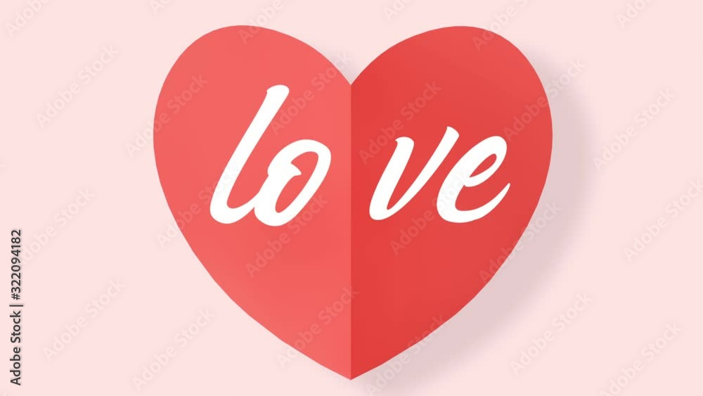 Heart shaped flip page animation with Love title
