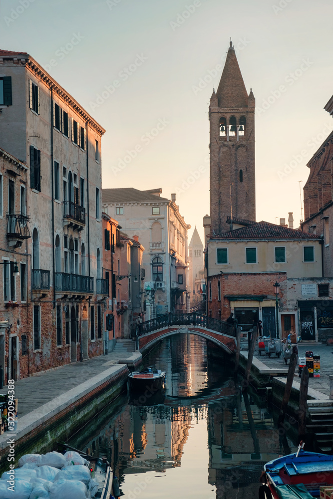 View of the bridge over the canal in Venice