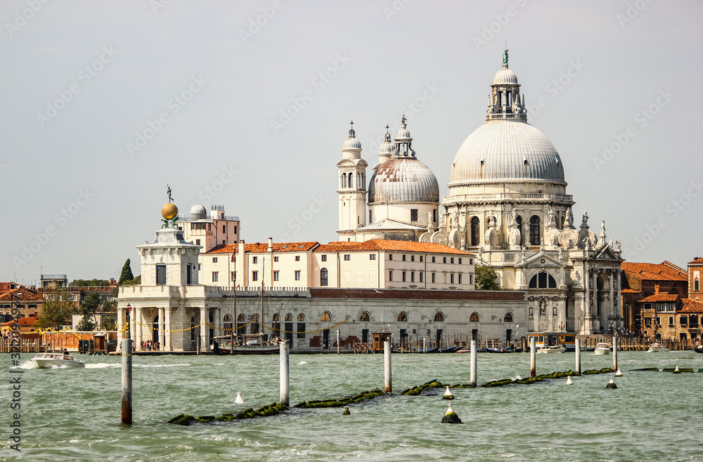 Santa Maria della Salute church panoramic view at Venice, Italy