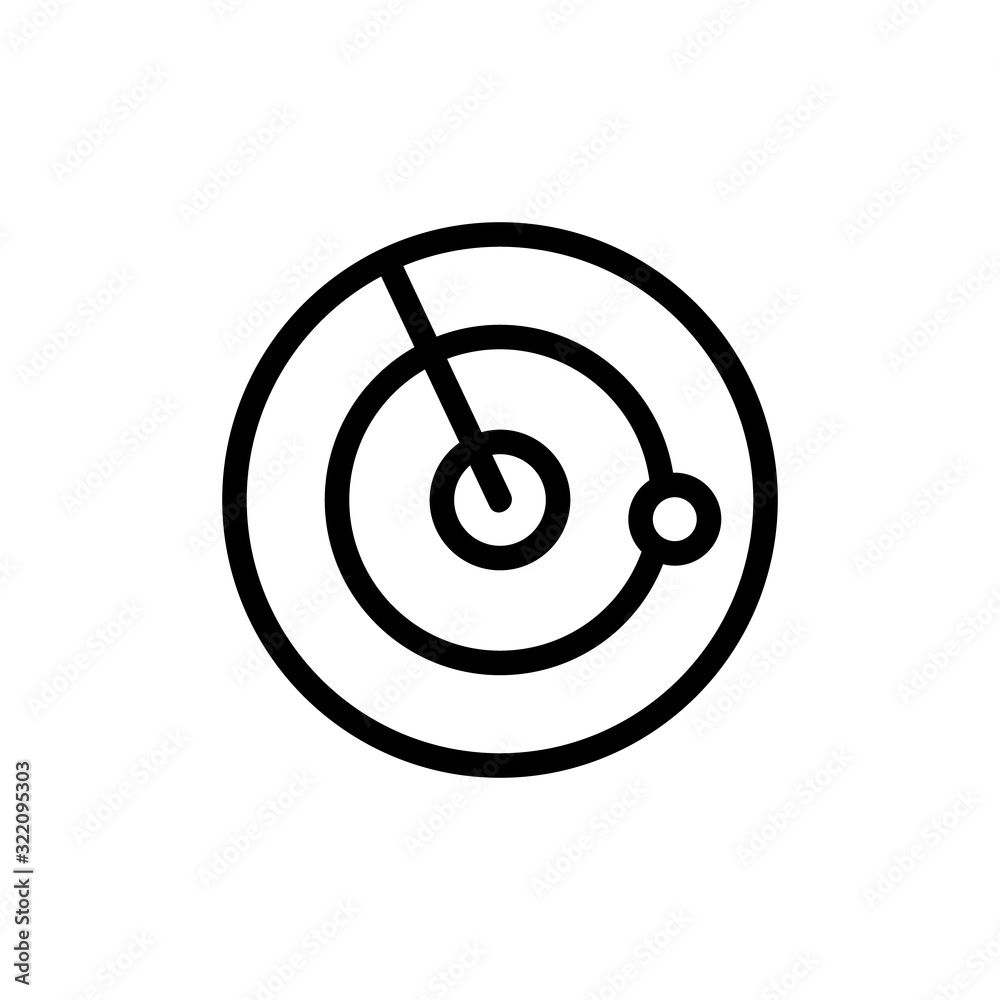Army radar icon vector. Thin line sign. Isolated contour symbol illustration Army radar icon vector. Thin line sign. Isolated contour symbol illustration