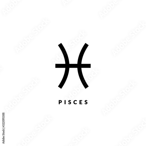 Zodiac Pisces line sign. Astrology icon isolated on white background, outline symbol astrological horoscope. Vector illustration of pisces zodiac design editable stroke