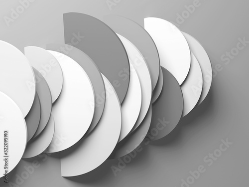 Fototapeta Naklejka Na Ścianę i Meble -  Geometric round slices, 3d rendering illustration