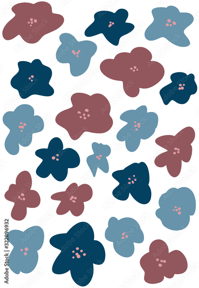 Cute vector cartoon flowers isolated on white background elements. Creative kids scandinavian hand-drawn illustration Cute vector cartoon flowers isolated on white background elements. Creative kids scandinavian hand-drawn illustration