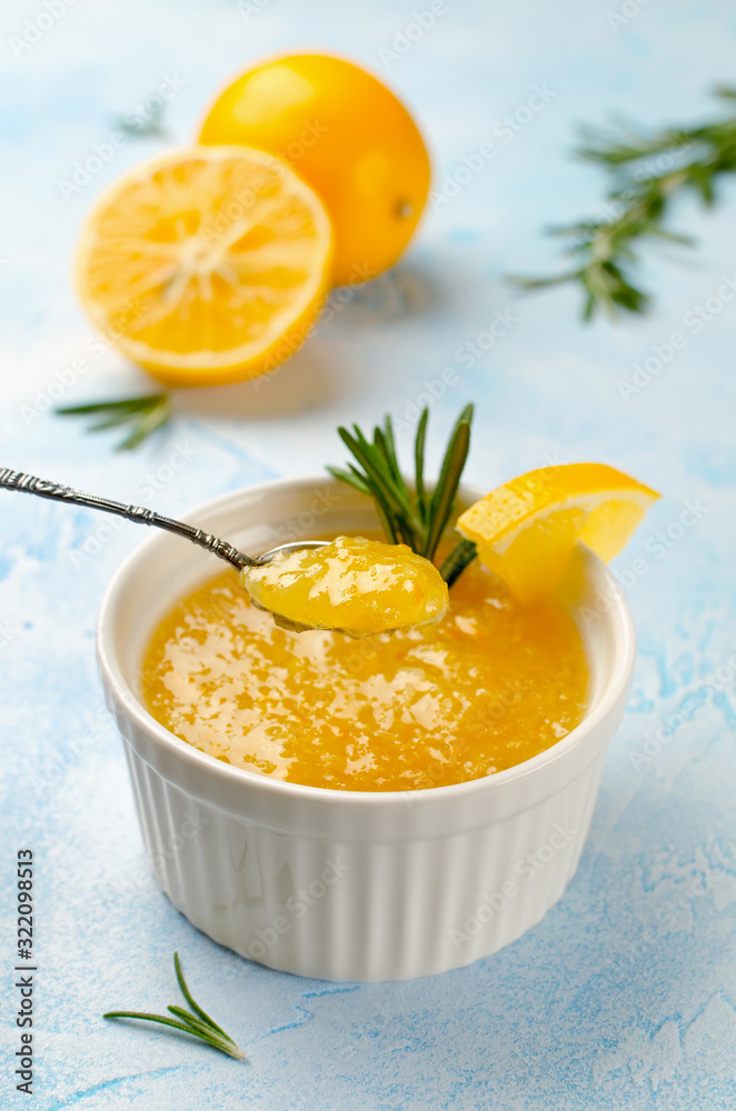 Homemade lemon jam with fresh lemons and sugar. Homemade lemon jam with fresh lemons and sugar.