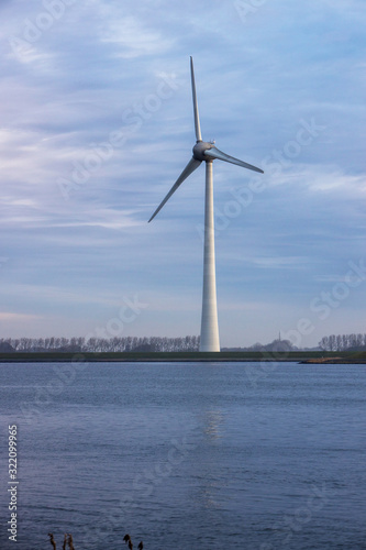 meer (Zuiderzee) Urk dike. Windenergy. Green energy.