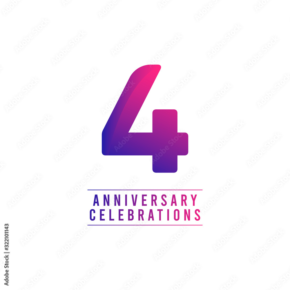 Fototapeta premium 4 Years Anniversary Celebrations Vector Template Design Illustration