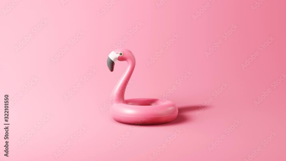 Flamingo float drop on pink background. Creative minimal summer concept. 3d rendering