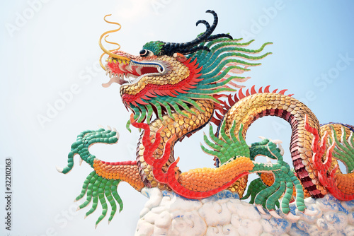 colorful a chinese dragon stucco